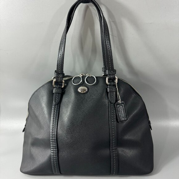 COACH F25671 PEYTON LEATHER BLACK SATCHEL PURSE BAG - Picture 1 of 15